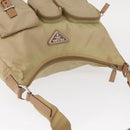 PRADA Shoulder Bag Nylon Beige Silver Auth ep12067-6