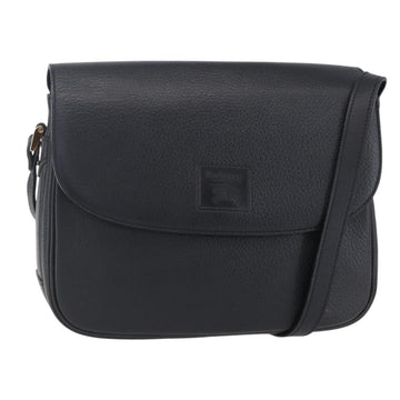 Burberrys Shoulder Bag Leather Black Gold Auth ep12073