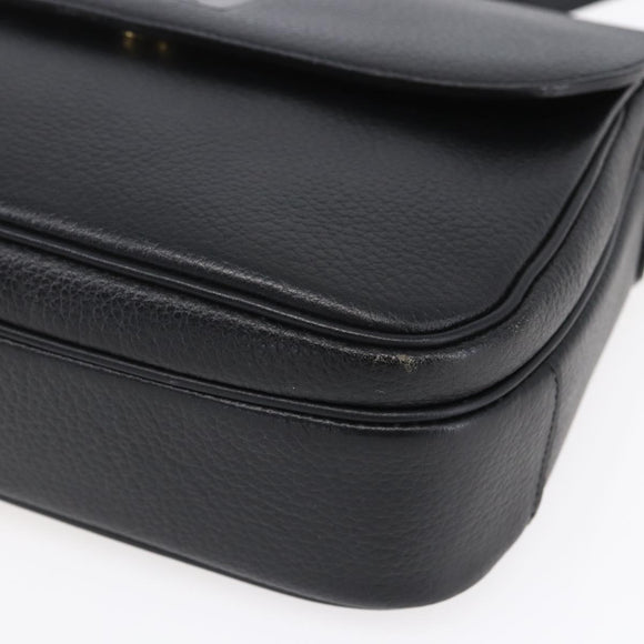 Burberrys Shoulder Bag Leather Black Gold Auth ep12073