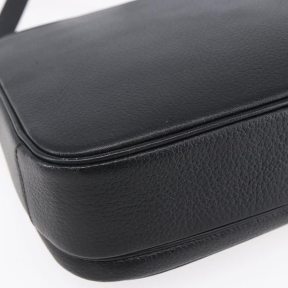 Burberrys Shoulder Bag Leather Black Gold Auth ep12073