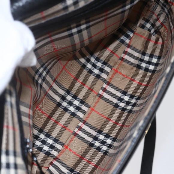 Burberrys Shoulder Bag Leather Black Gold Auth ep12073