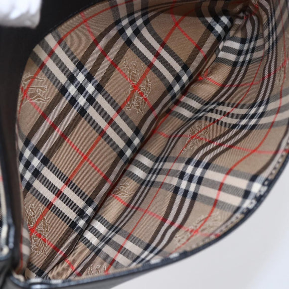 Burberrys Shoulder Bag Leather Black Gold Auth ep12073