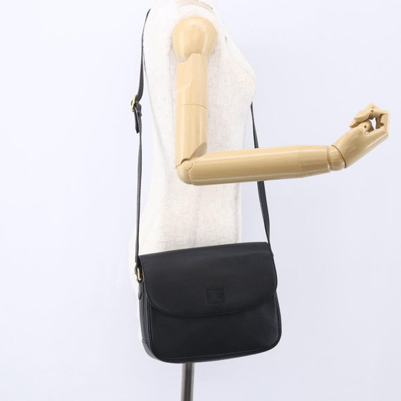 Burberrys Shoulder Bag Leather Black Gold Auth ep12073
