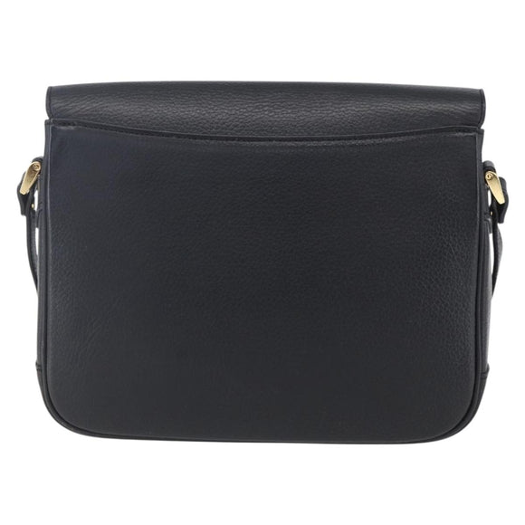 Burberrys Shoulder Bag Leather Black Gold Auth ep12073