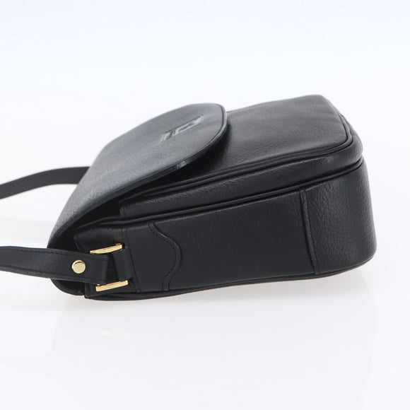 Burberrys Shoulder Bag Leather Black Gold Auth ep12073