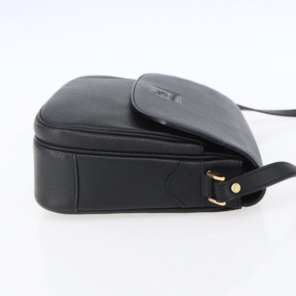 Burberrys Shoulder Bag Leather Black Gold Auth ep12073