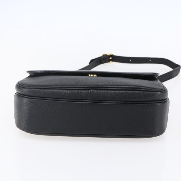 Burberrys Shoulder Bag Leather Black Gold Auth ep12073