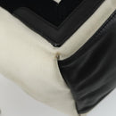 BALENCIAGA Navy Cabas S Hand Bag Canvas Black White 339933 Auth ep12080-13