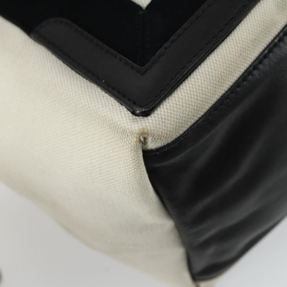 BALENCIAGA Navy Cabas S Hand Bag Canvas Black White 339933 Auth ep12080