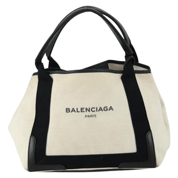 BALENCIAGA Navy Cabas S Hand Bag Canvas Black White 339933 Auth ep12080 - 0