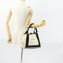 BALENCIAGA Navy Cabas S Hand Bag Canvas Black White 339933 Auth ep12080-22