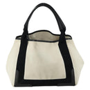BALENCIAGA Navy Cabas S Hand Bag Canvas Black White 339933 Auth ep12080-3