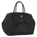 PRADA Hand Bag Nylon Black Gold Auth ep12082-1
