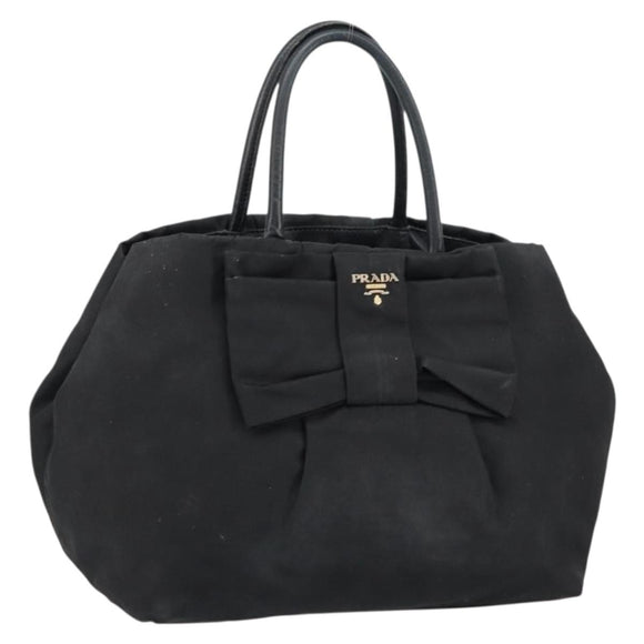PRADA Hand Bag Nylon Black Gold Auth ep12082