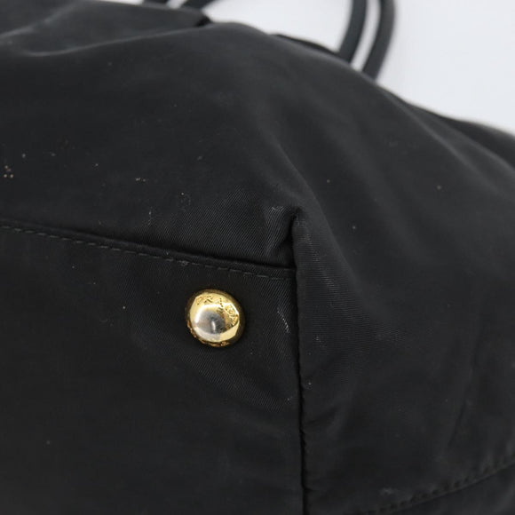 PRADA Hand Bag Nylon Black Gold Auth ep12082