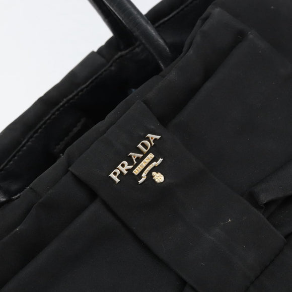 PRADA Hand Bag Nylon Black Gold Auth ep12082