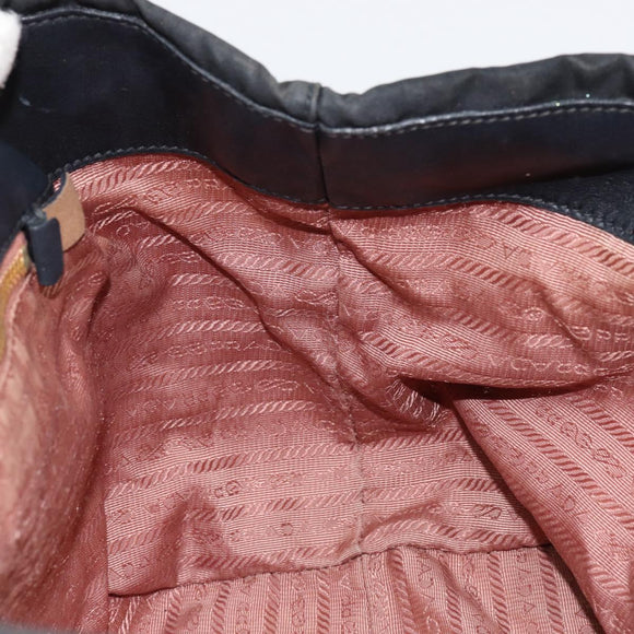 PRADA Hand Bag Nylon Black Gold Auth ep12082