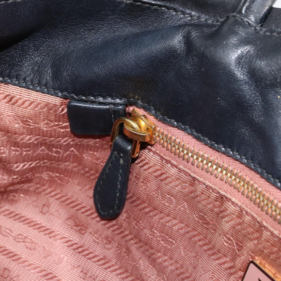 PRADA Hand Bag Nylon Black Gold Auth ep12082