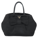 PRADA Hand Bag Nylon Black Gold Auth ep12082-13