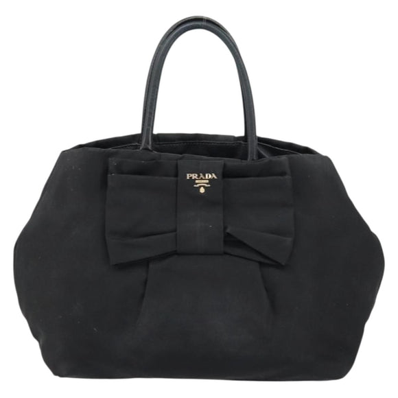 PRADA Hand Bag Nylon Black Gold Auth ep12082