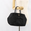 PRADA Hand Bag Nylon Black Gold Auth ep12082-22