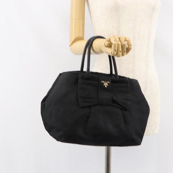 PRADA Hand Bag Nylon Black Gold Auth ep12082