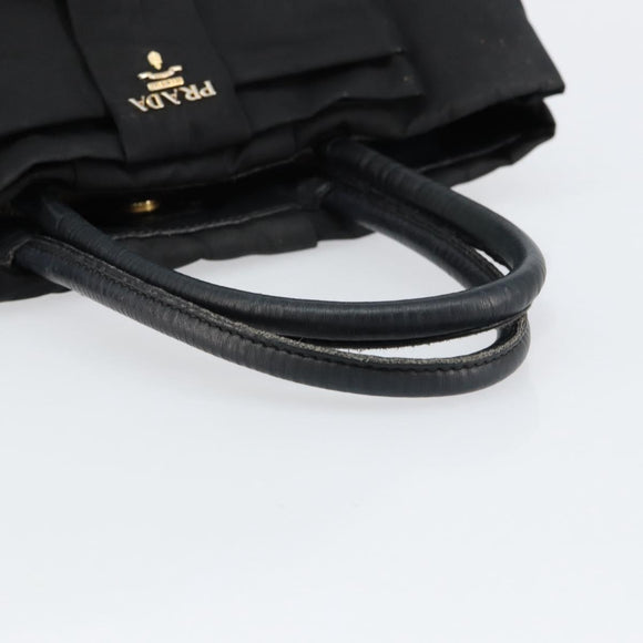 PRADA Hand Bag Nylon Black Gold Auth ep12082