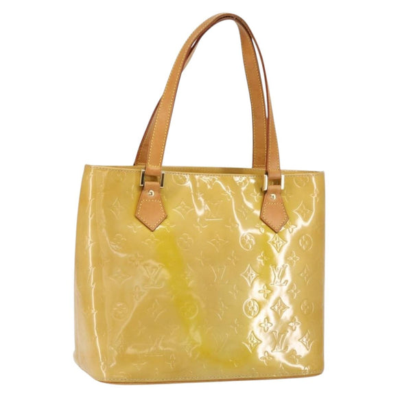 LOUIS VUITTON Monogram Vernis Houston Hand Bag Beige M91004 LV Auth ep12084