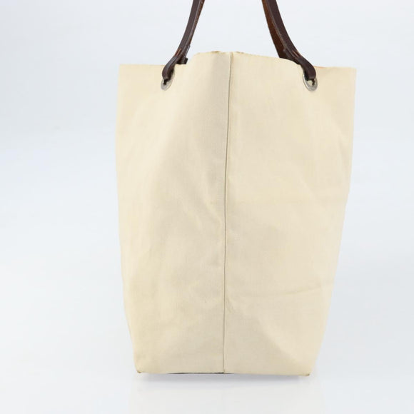 FENDI Hand Bag Canvas Ivory Auth ep12091