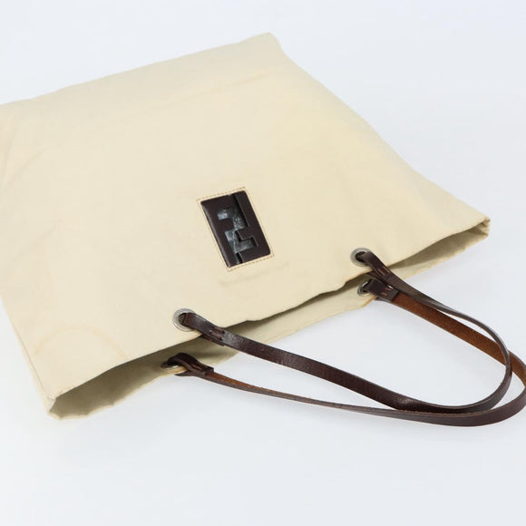 FENDI Hand Bag Canvas Ivory Auth ep12091