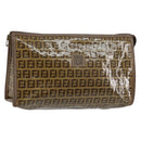 FENDI Zucchino Canvas Clutch Bag Beige Auth ep12093-1