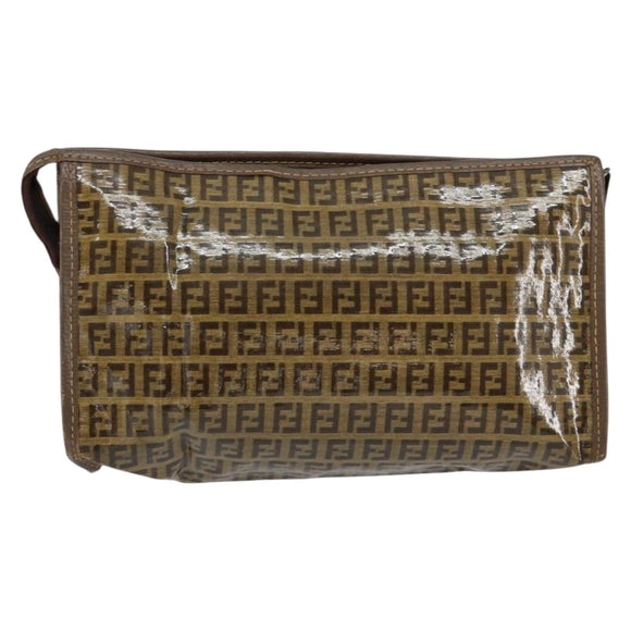 FENDI Zucchino Canvas Clutch Bag Beige Auth ep12093