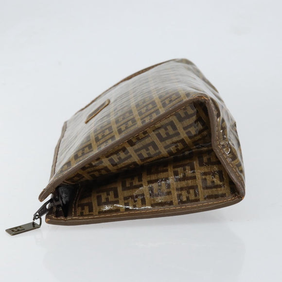 FENDI Zucchino Canvas Clutch Bag Beige Auth ep12093