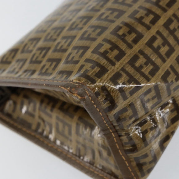 FENDI Zucchino Canvas Clutch Bag Beige Auth ep12093