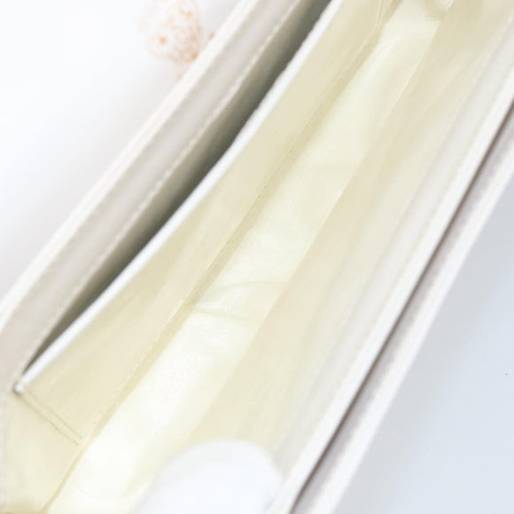 GUCCI Hand Bag Leather White Gold Auth ep12094