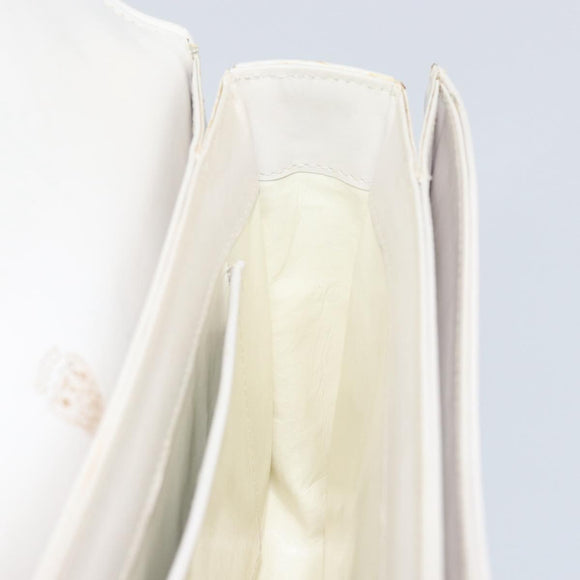 GUCCI Hand Bag Leather White Gold Auth ep12094