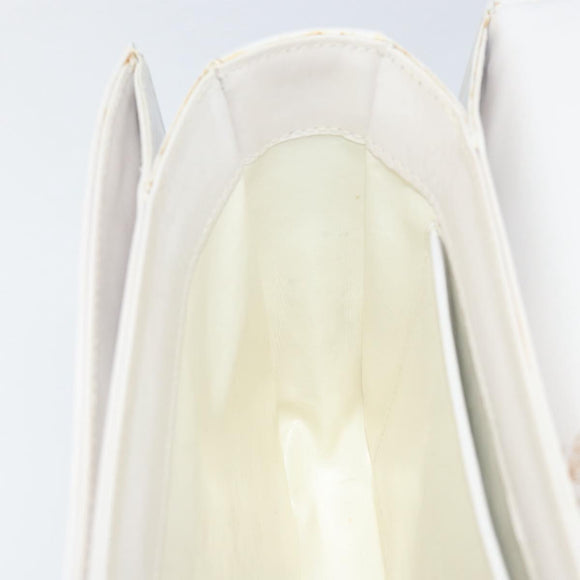 GUCCI Hand Bag Leather White Gold Auth ep12094