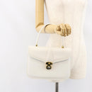 GUCCI Hand Bag Leather White Gold Auth ep12094-24