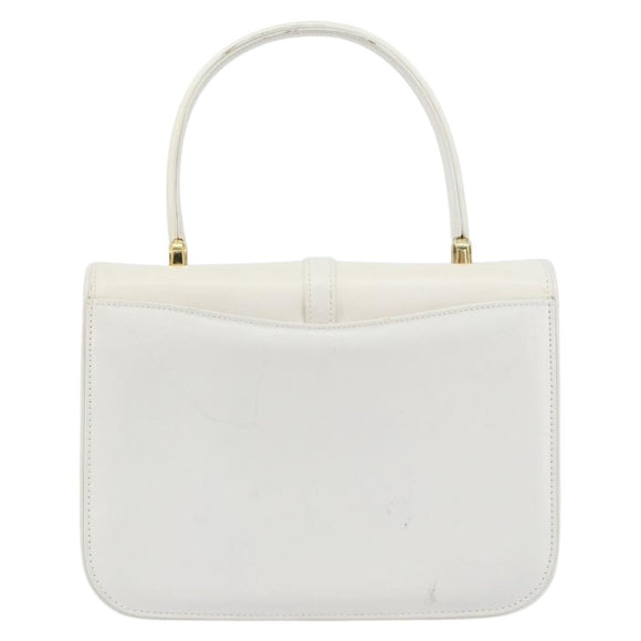 GUCCI Hand Bag Leather White Gold Auth ep12094