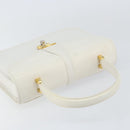 GUCCI Hand Bag Leather White Gold Auth ep12094-6