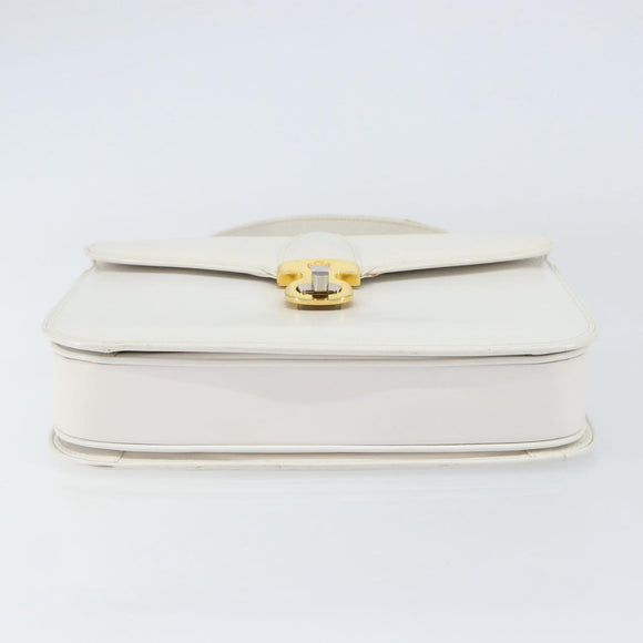 GUCCI Hand Bag Leather White Gold Auth ep12094