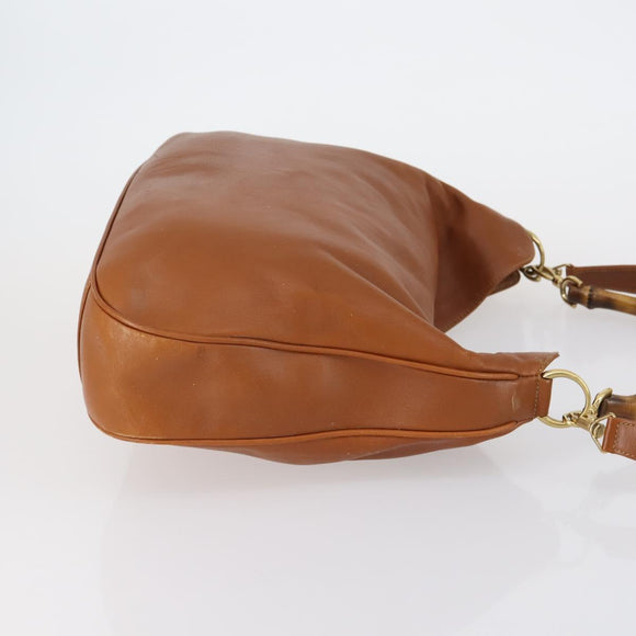 GUCCI Bamboo Shoulder Bag Leather 2way Brown Gold 001 2852 1577 0 Auth ep12095