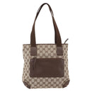 GUCCI GG Canvas Tote Bag Beige Silver 28893 Auth ep12098-13