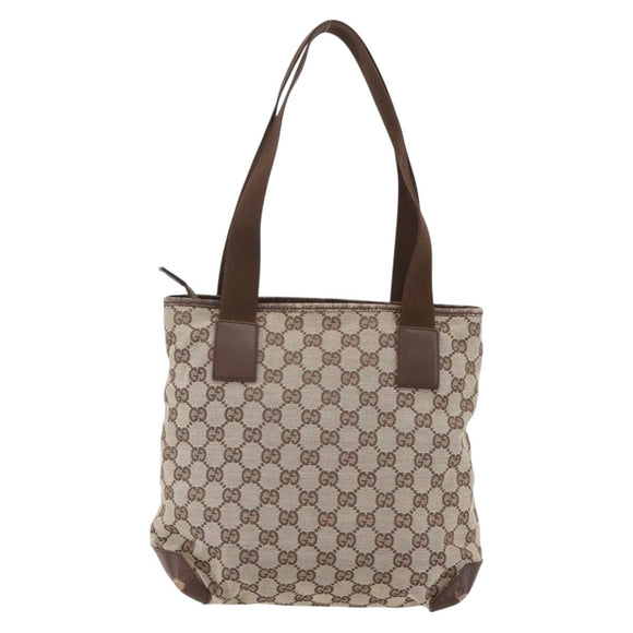 GUCCI GG Canvas Tote Bag Beige Silver 28893 Auth ep12098