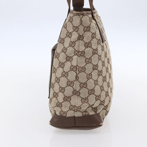 GUCCI GG Canvas Tote Bag Beige Silver 28893 Auth ep12098