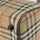 Burberrys Nova Check Boston Bag Canvas Beige Gold Auth ep12106-15