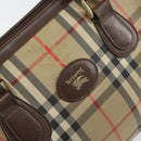 Burberrys Nova Check Boston Bag Canvas Beige Gold Auth ep12106-17