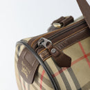 Burberrys Nova Check Boston Bag Canvas Beige Gold Auth ep12106-10