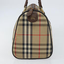 Burberrys Nova Check Boston Bag Canvas Beige Gold Auth ep12106-3