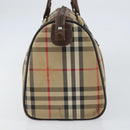 Burberrys Nova Check Boston Bag Canvas Beige Gold Auth ep12106-4